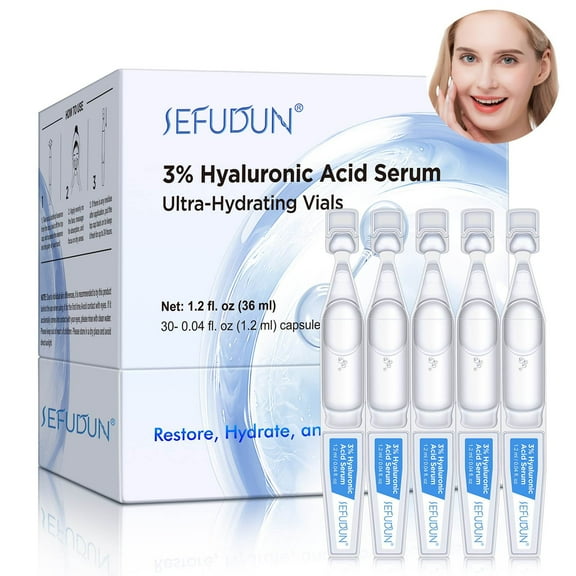 UltraHydrating Serum 3% Hyaluronic Acid Smoother Skin，Pre-makeup SkinCare，Anti-Aging serum for face Single-Use Vials Skincare - 1.2 ml*30