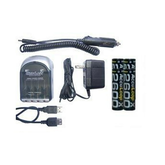 UltraLast AA / AAA Smart Battery Charger + 4 AA AccuPower AccuLoop-X NiMH Batteries (2600 mAh)