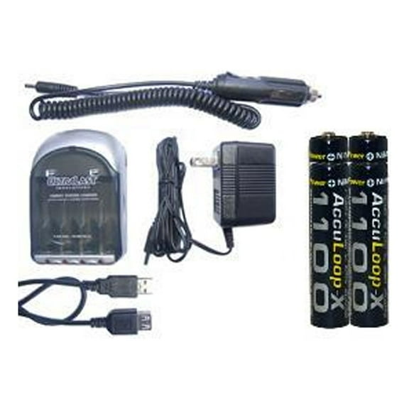 UltraLast AA / AAA Smart Battery Charger + 4 AAA AccuPower AccuLoop-X NiMH Batteries (1100 mAh)