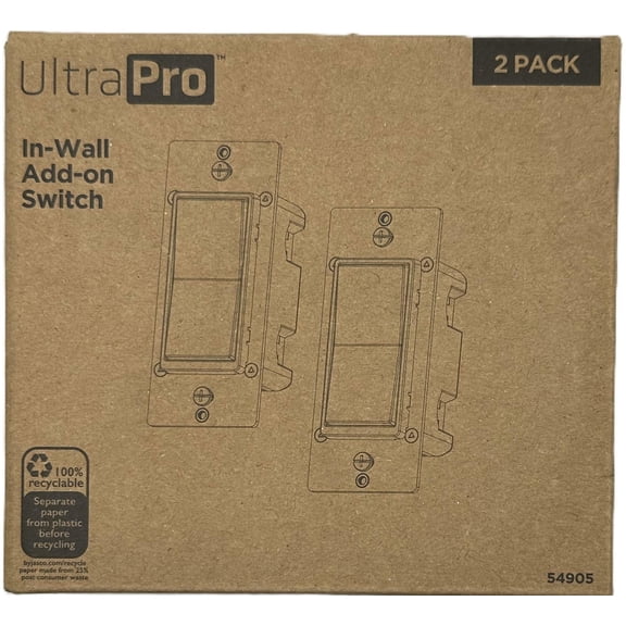 UltraPro Add-On Switch Z-Wave ZigBee In-Wall White 2-Pack 54905 Not Standalone