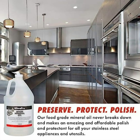 UltraPro Food Grade Mineral Oil for Lubricating and Protecting Cutting Board, Butcher Block, Stainless Steel, Knife, Tool, Machine and Equipment (4-1 Gallon Jugs)