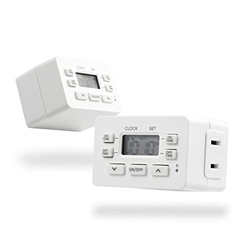 UltraPro Indoor Digital Plug-In Bar Timer, 1 Polarized Outlet, 2 ON/OFF Options, 24-Hour Cycle, Override Switch, Ideal for Lamps, Seasonal Lighting, Small Appliances, LED, 45959