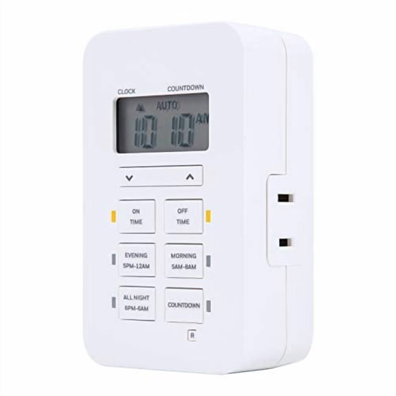 UltraPro Indoor Plug-in Digital 24-Hour Timer, Daily presets, Personalized ON/Off Settings, Customizable Countdown, 1 Polarized Outlet - 40959, 1 Pack, White
