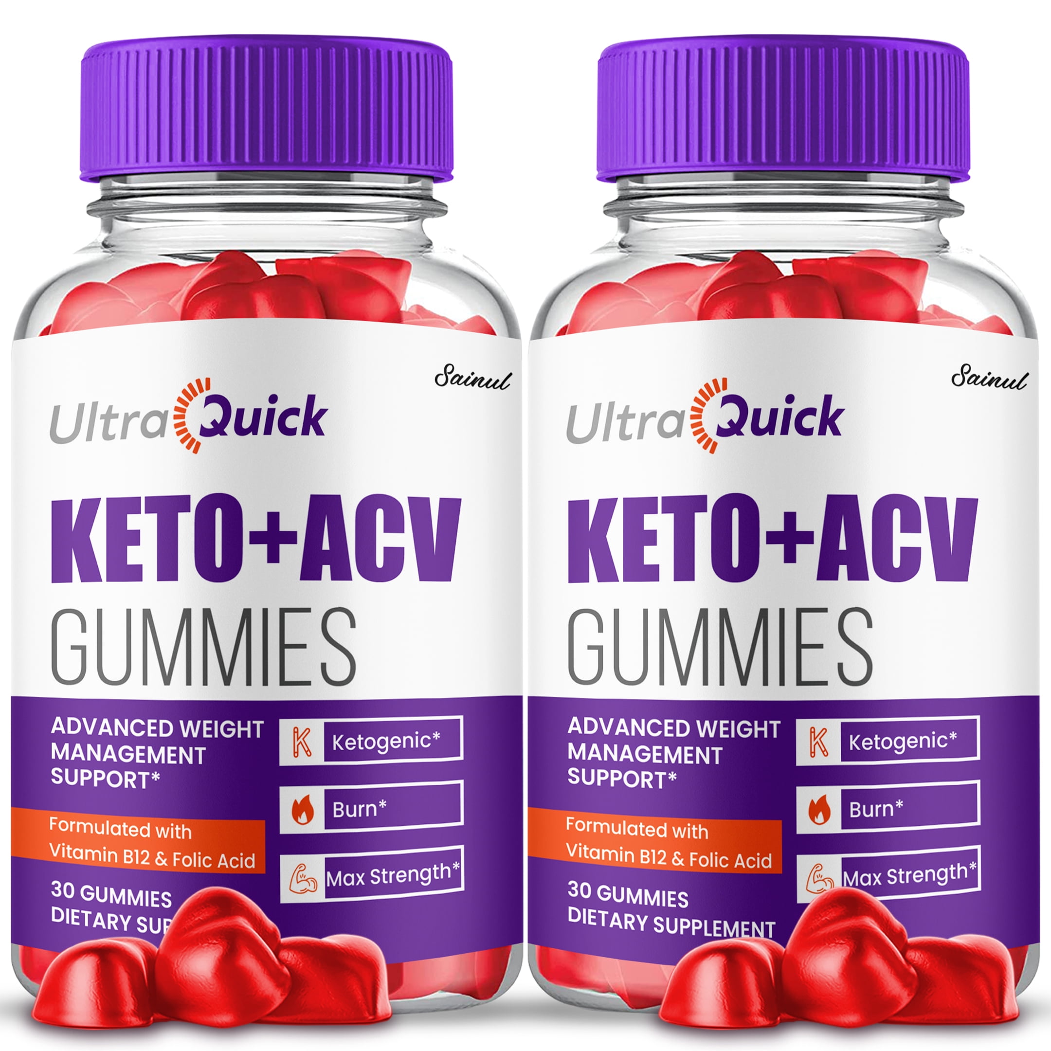 UltraQuick Keto ACV Gummies, Maximum Strength, Apple Cider Vinegar, 2-Month Supply (2 Pack)