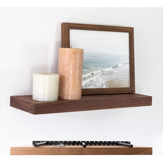 UltraShelf Solid Wood Floating Shelf for Wall Decor, Walnut, 18" Long x 8" Deep