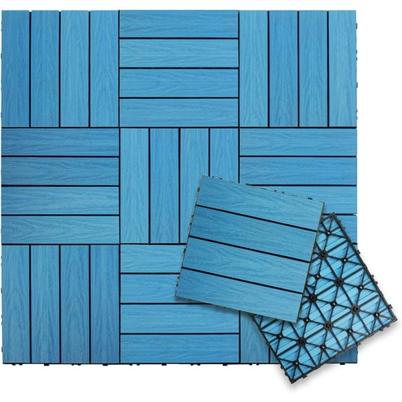 UltraShield Naturale 1 ft. x 1 ft. Quick Deck Outdoor Composite Deck Tile in Caribbean Blue (10 sq. ft. per Box)