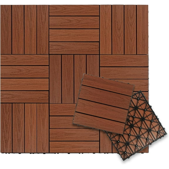 UltraShield Naturale 1 ft. x 1 ft. Quick Deck Outdoor Composite Deck Tile in Honduran Mahogany (10 sq. ft. Per Box)