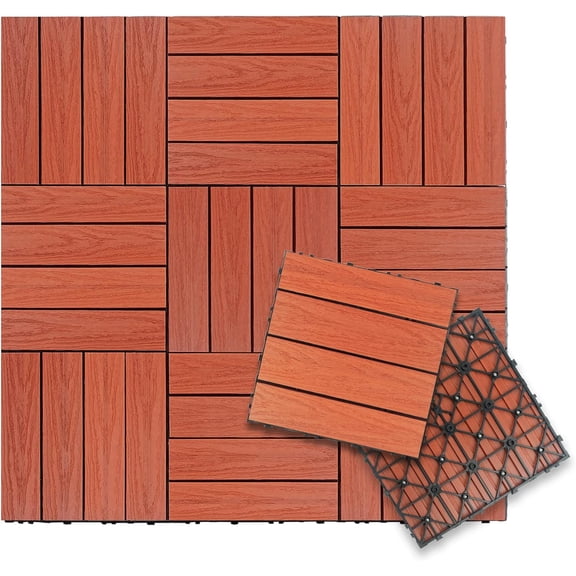 UltraShield Naturale 1 ft. x 1 ft. Quick Deck Outdoor Composite Deck Tile in Madrid Red (10 sq. ft. Per Box)