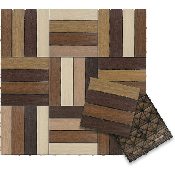 UltraShield Naturale 1 ft. x 1 ft. Quick Deck Outdoor Composite Deck Tile in Mixed Brown (10 sq. ft. per Box)