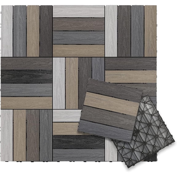 UltraShield Naturale 1 ft. x 1 ft. Quick Deck Outdoor Composite Deck Tile in Mixed Gray (10 sq. ft. per Box)