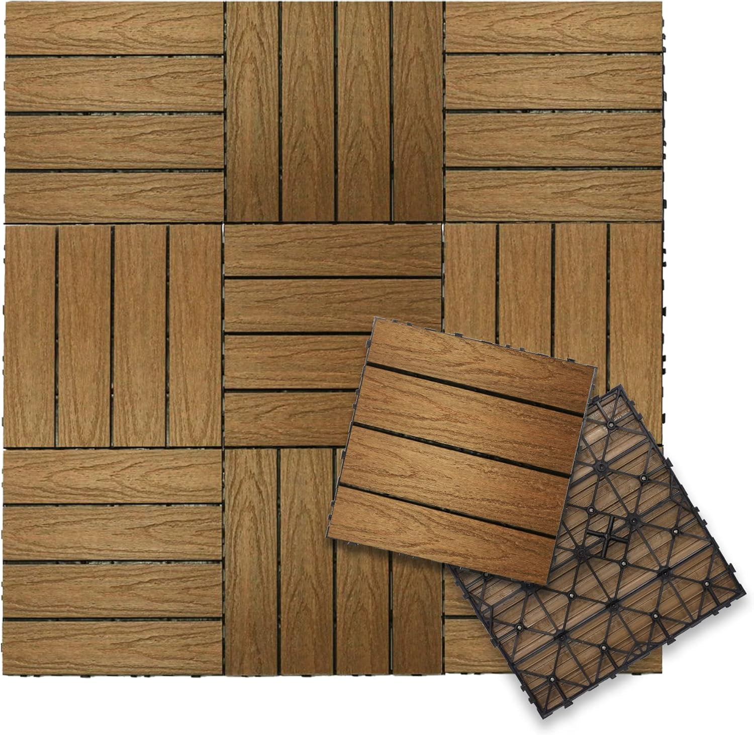 Peruvian Teak 12" x 12" Composite Interlocking Deck Tile