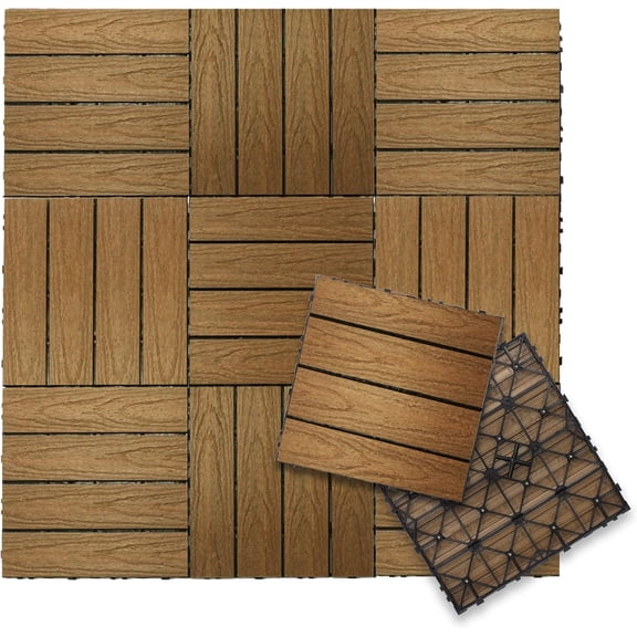 UltraShield Naturale 1 ft. x 1 ft. Quick Deck Outdoor Composite Deck Tile in Peruvian Teak (10 sq. ft. Per Box)