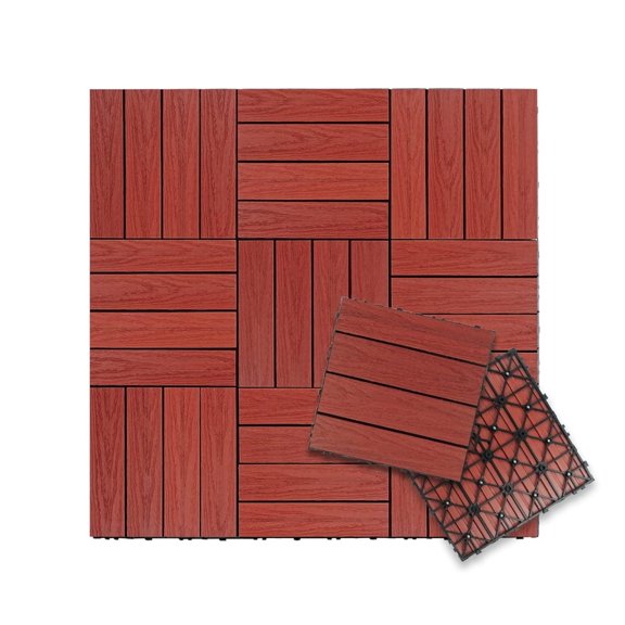 UltraShield Naturale 1 ft. x 1 ft. Quick Deck Outdoor Composite Deck Tile in Swedish Red (10 sq. ft. Per Box)