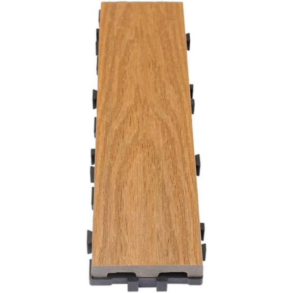 UltraShield Naturale 3 in. x 1 ft. Quick Composite Single Slat Deck Tile (4-Pieces per Box) (Peruvian Teak)