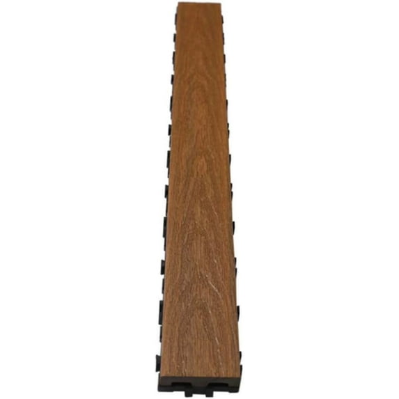 UltraShield Naturale 3 in. x 3 ft. Quick Composite Single Slat Deck Tile (4-Pieces per Box) (Peruvian Teak)