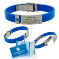 thumbnail image 1 of UltraSlim Medical Alert Bracelet. Custom Engraved. Free Shipping. Emergency Medical Alert Information Card. Complimentary 12-Month Access PHR (Personal Health Record) - Electric Blue, 1 of 9