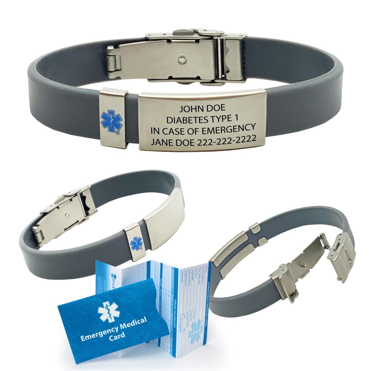 Health Id Bracelet Custom Engraved UltraSlim Medical Alert