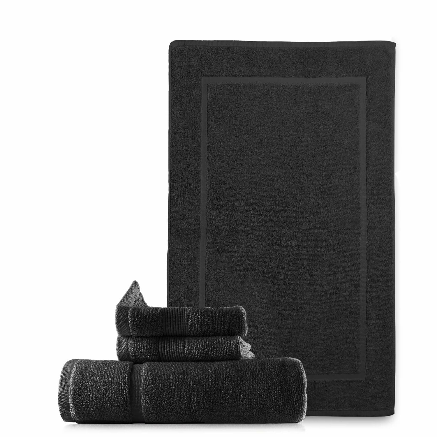 UltraSoft Luxe Cotton Bath Mat - Highly Absorbent, Premium Black ...