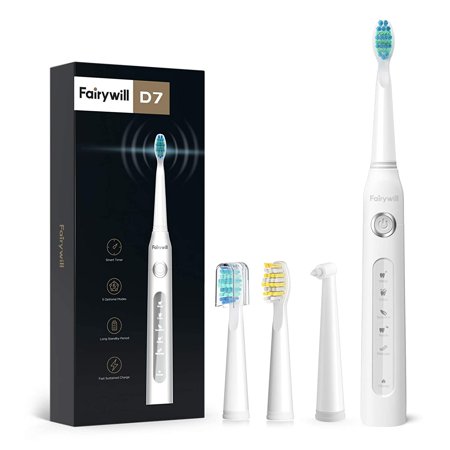 UltraSonic Powered Electric Toothbrush ADA Accepted with 5 Modes, Timer, 4 Brush Heads, Rechargeable for Adults Kids Waterproof