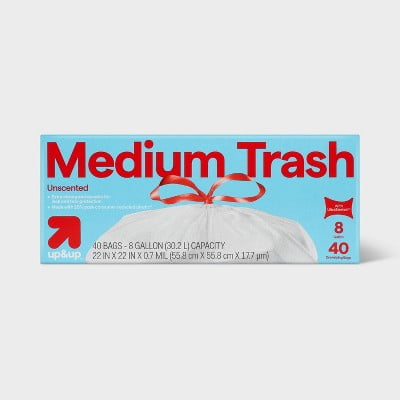 UltraStretch Drawstring Medium Trash Bags - Unscented - 8 Gallon - 40ct -