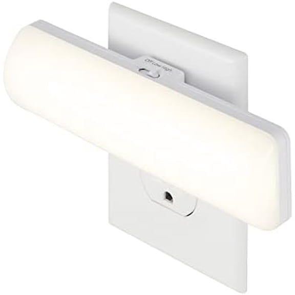 Ultrabrite LED Light Bar Night Lights Plug Into Wall Room Decor Ambient Lighting High/Low/Off Switch Bright Nightlight, White, 200 Lumens, 1 Pack