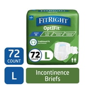 FitRight Adult Incontinence Briefs, Diapers with Tabs, Heavy Absorbency, Large, 44in to 58in, 72 Count
