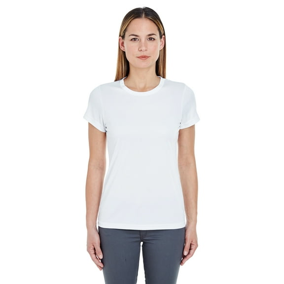 ULTRACLUB 8420L LADIES' COOL & DRY SPORT PERFORMANCE INTERLOCK T-SHIRT, WHITE, L, Pack Of 3, Tshirts for Women