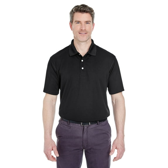ULTRACLUB 8445 MEN'S COOL & DRY STAIN-RELEASE PERFORMANCE POLO, BLACK, L, Pack 5, Mens Polo Shirts