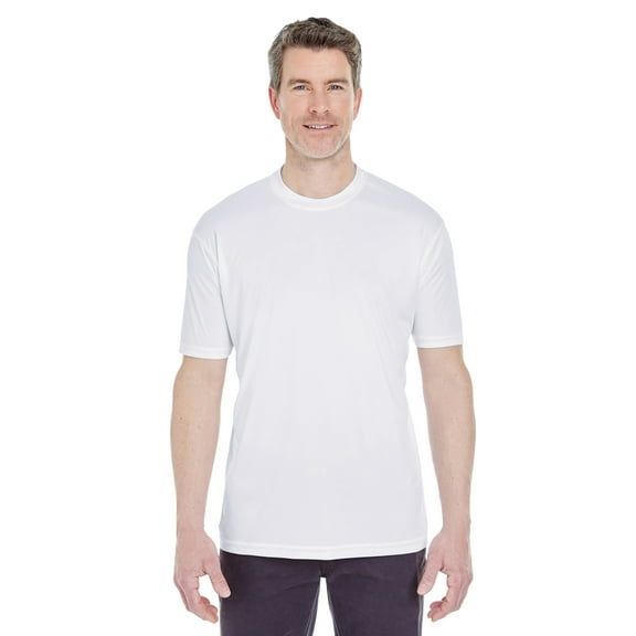 ULTRACLUB 8420 MEN'S COOL & DRY SPORT PERFORMANCE INTERLOCK T-SHIRT, WHITE, XL, Pack Of 6, Mens T-Shirts