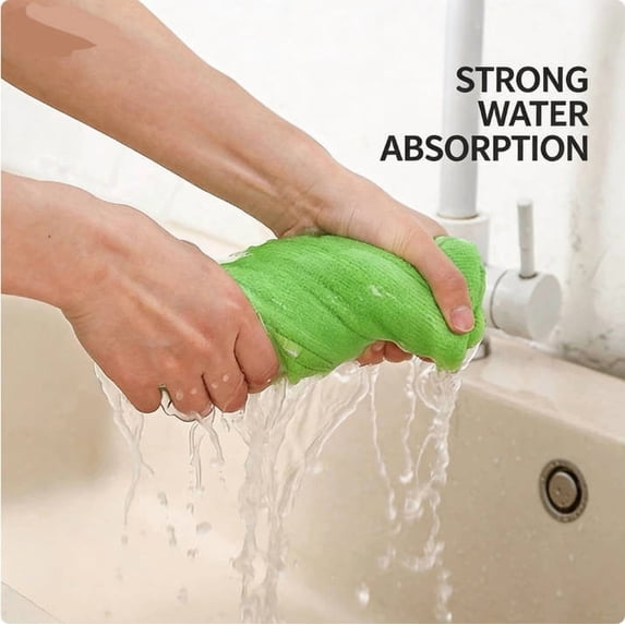 Ultrafine Microfiber Cleaning Towels 5 Pack – Double-Sided Scrubbing & Soft Flock Cloths, Lint-Free Fast Drying Rags for Kitchen, Car, Glass, Stainless Steel