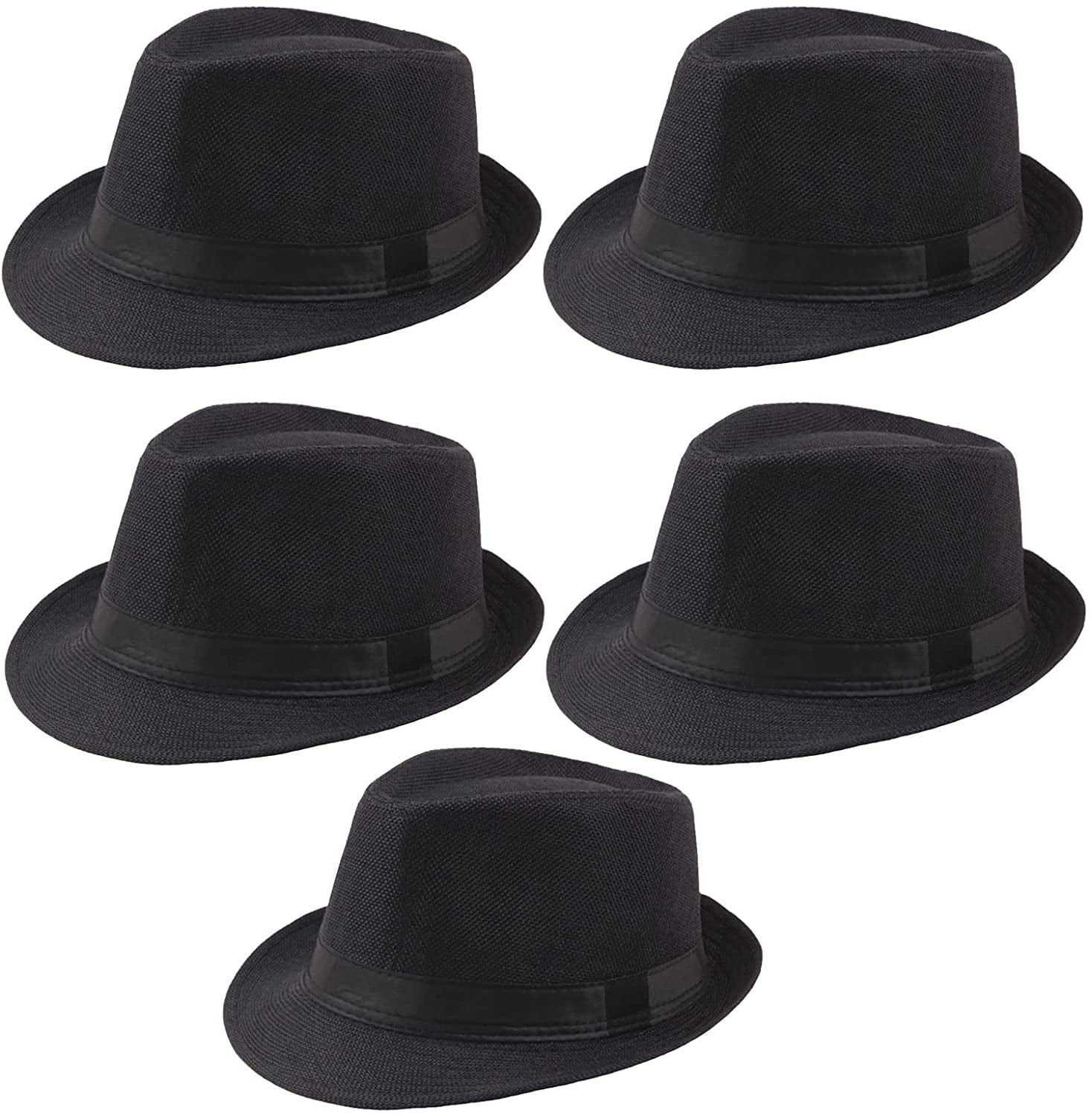 5 Pack Short Brim Fedora Classic Summer Beach Sun Hat Panama Cap Ultrafun 5 Pack Short Brim Fedora Summer Beach Sun Hat  main image 3