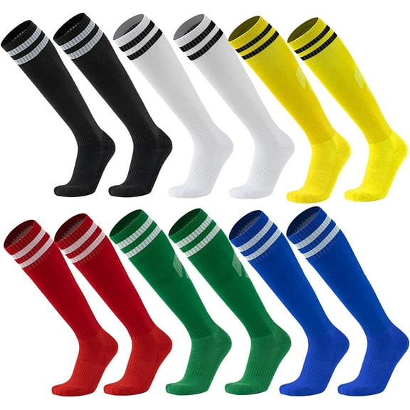 Ultrafun 6 Pairs Soccer Socks Color Stretchy Compression Knee High Tube Socks Football Athletic Socks for Men Women Teens (Multicolor)