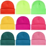 Ultrafun 9 Pack Men Women Knit Beanie Hats Candy Color Warm Cozy Winter Cuffed Skull Beanie Hats Caps