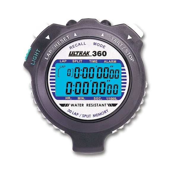 ULTRAK 360 LED Backlight 30 Memory Stopwatch, Black