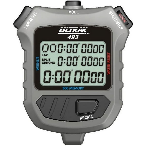 Ultrak 493 - 300 Dual Split Memory Stopwatch with Three Line Display