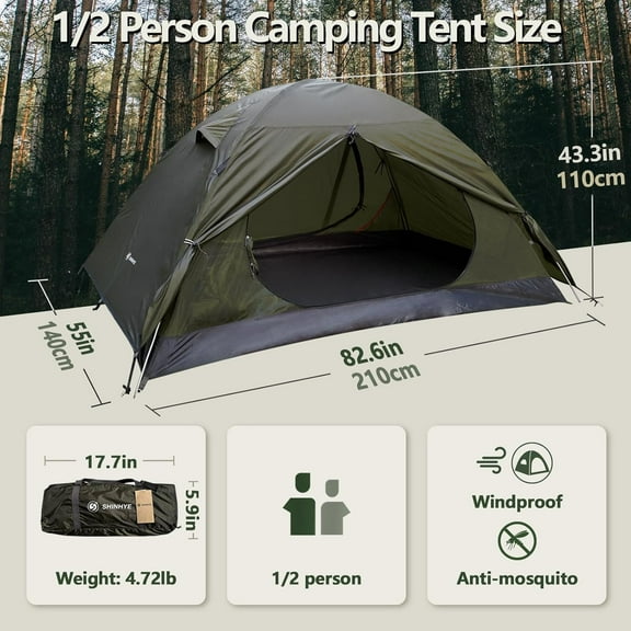 Ultralight 2/3/4 Person Backpacking Tent - Waterproof, 2 Doors, Easy Setup