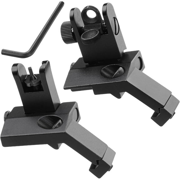Ultralight 45 Degree Offset Flip Up Iron Sights, Rapid Transition Picatinny Rifle Sight, Front & Rear Backup Sights for Tactical Shooting