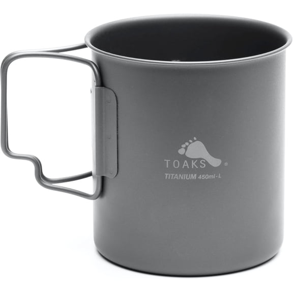 Ultralight 450ml Titanium Cup  Camping Mug with Foldable Handles, 48g, Backpacking & Hiking Gear