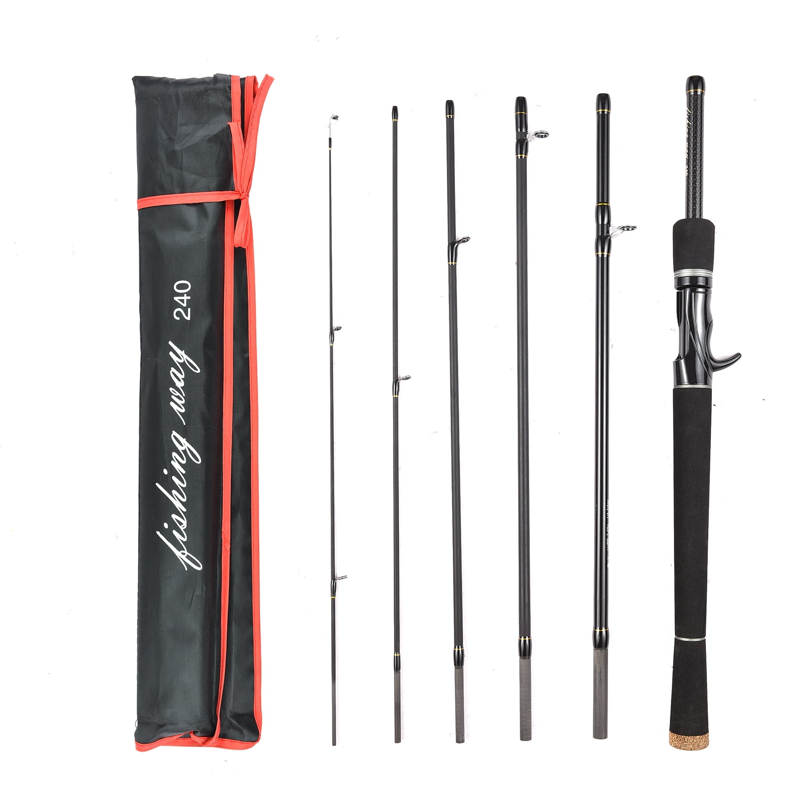 Ultralight 6 Piece Travel Fishing Rod - Spinning/Casting Pole with Storage  Bag Included 