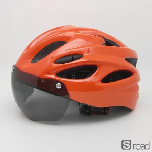 Ultralight Adult Bike Helmet With Magnetic Goggles - 18 Ventilation Holes Adjustable Cycling Helmet For Men Women Outdoor Sports Riding Safety Gear,orange