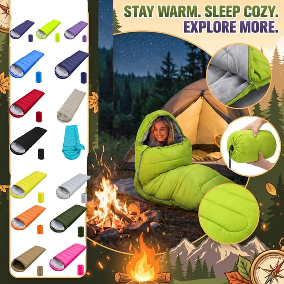 Ultralight Adult Sleeping Bag, Waterproof Rectangular Warm Sleeping Bag for Cold Weather Camping Hiking Fishing
