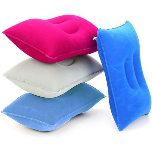 [Ultralight Air Pillow] 4 Pack Ultralight Small Squared Flocked Fabric Air Pillow | Inflatable Travel Pillow for Traveling, Holiday Trip, Hiking, Camping, Napping, Neck Lumbar Support, A4 Size