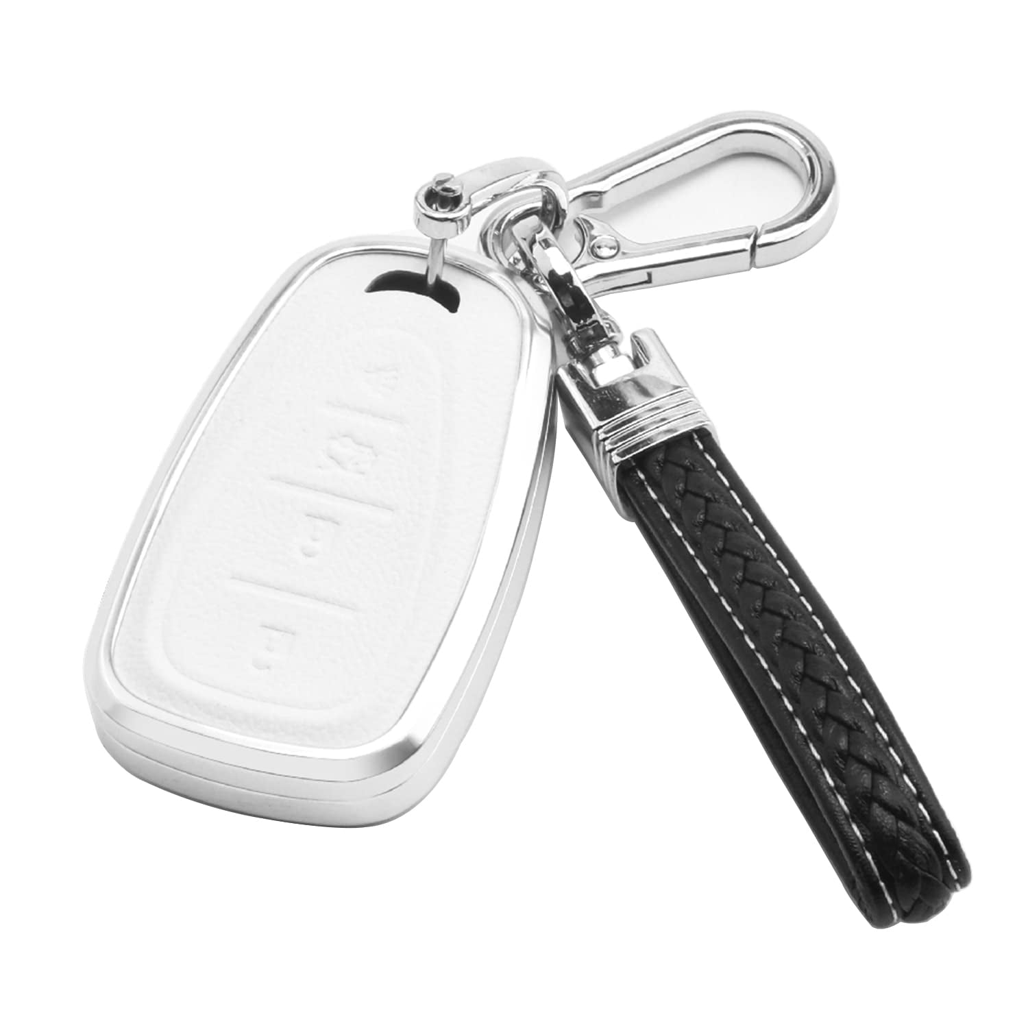 Ultralight Alloy Leather Key Fob Case Cover with Keychain - Compatible ...