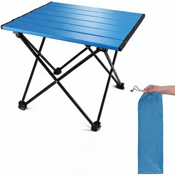 Ultralight Aluminum Folding Camping Side Table Medium 19 Inch Blue