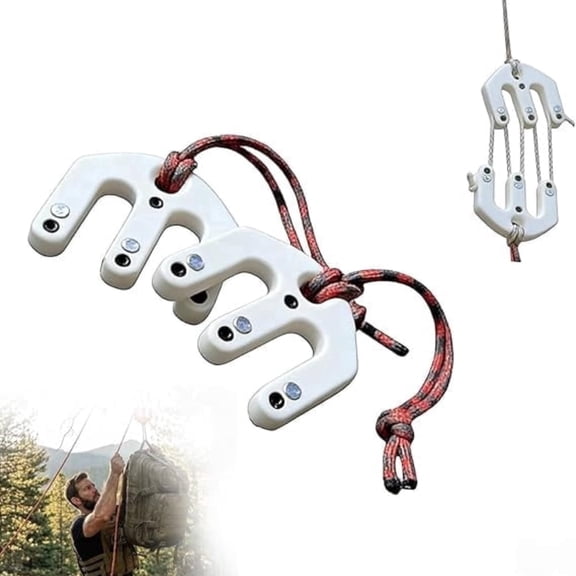Ultralight Block and Tackle Pulley System, Nylon Game Hoist with 304 Stainless Steel Pins, Portable Outdoor Hunting Gear Lifting Hoist for Game Retrieval Camping