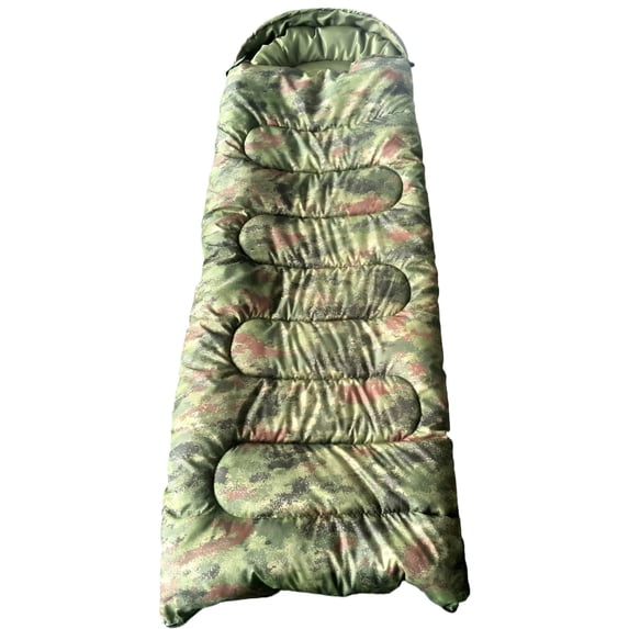 Ultralight Camouflage Camping Sleeping Bag,Thick Insulated Cotton Envelope Sleeping Bag,Waterproof Portable Rectangular Sleeping Bag for Adults Kids,Cold Weather Camping Hiking Fishing Emergency Use