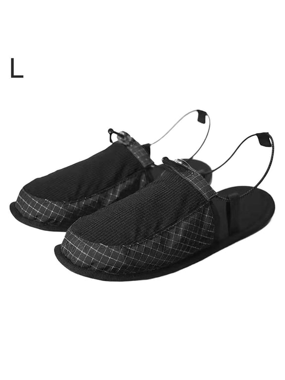 Ultralight Camp Shoes Camping Slippers, Ultralight Foldable Camp Shoes Portable Travel Slippers, Easy to slip On and Off, Wearing Around Camp for Camp/Travel/Airplane - Black/Size L