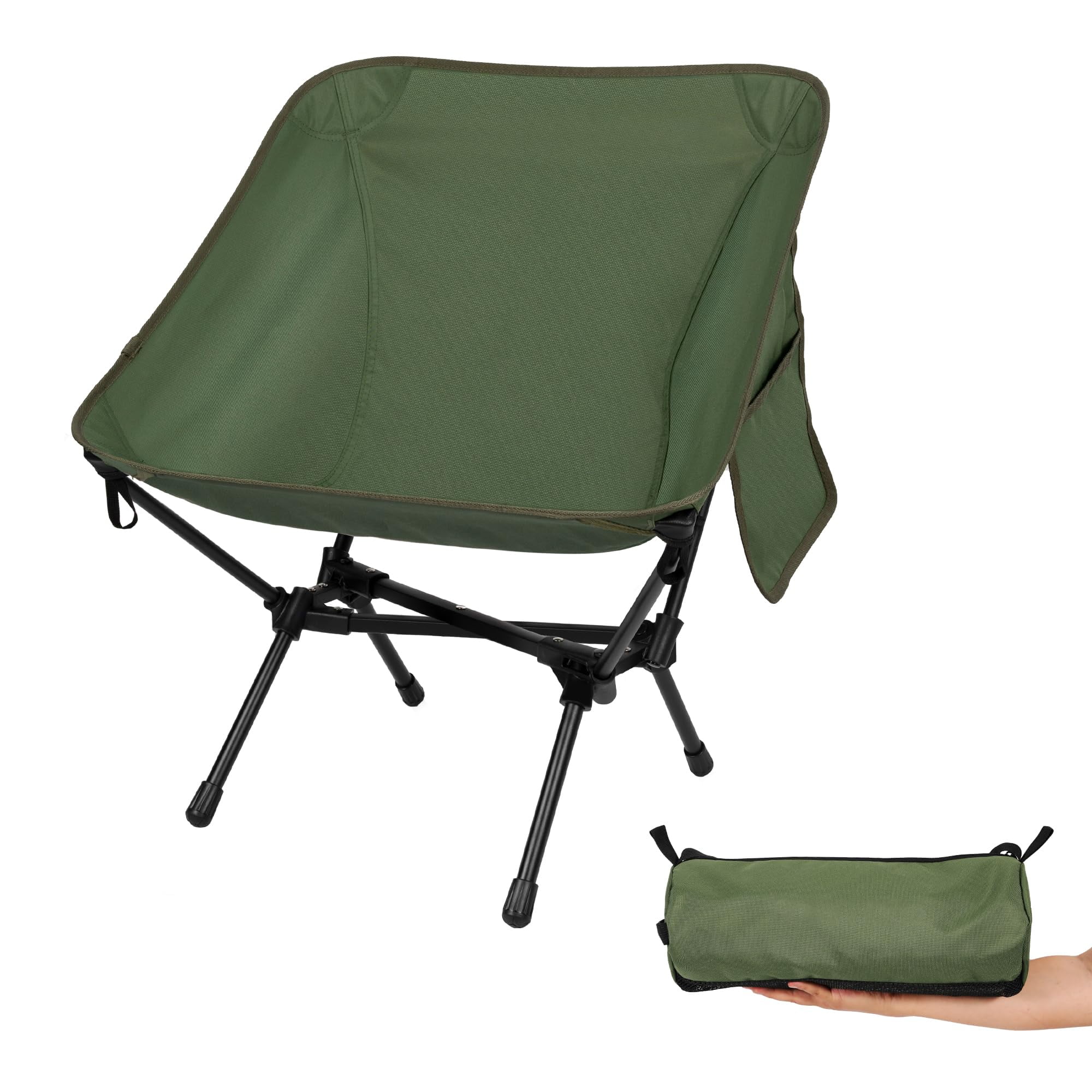Ultralight Camping Chair, Portable Folding Backpacking Chair, Compact Camping Chair with Carry Bag for Outdoor Camp Hiking Backpack Beach Travel (Green)