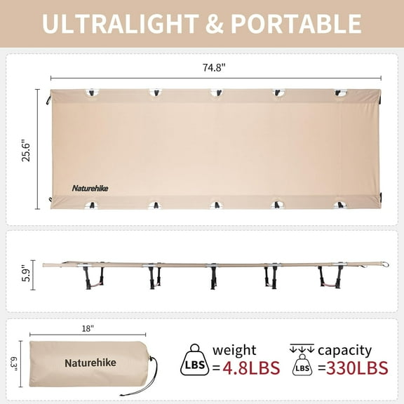 Ultralight Camping Cot, Khaki