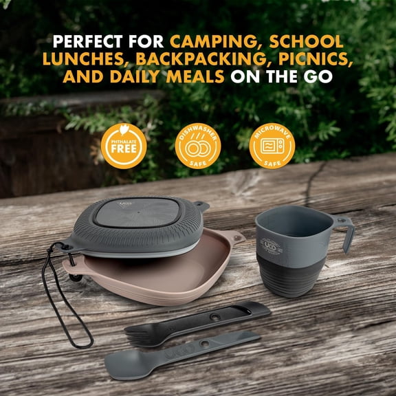 Ultralight Camping Mess Kit Featuring Bowl, Plate, Collapsible Cup and Switch Function Spork, Space-Saving Outdoor Tableware for Camping Backpacking
